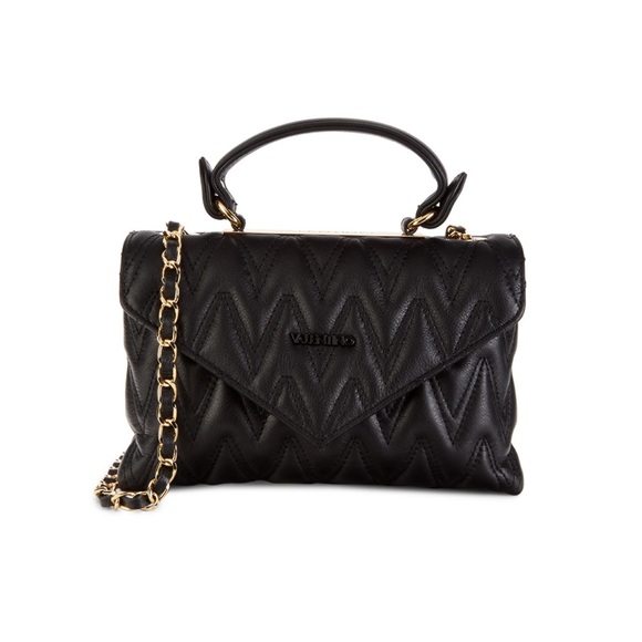 Valentino Black Quilted Crossbody Bag diamond plate